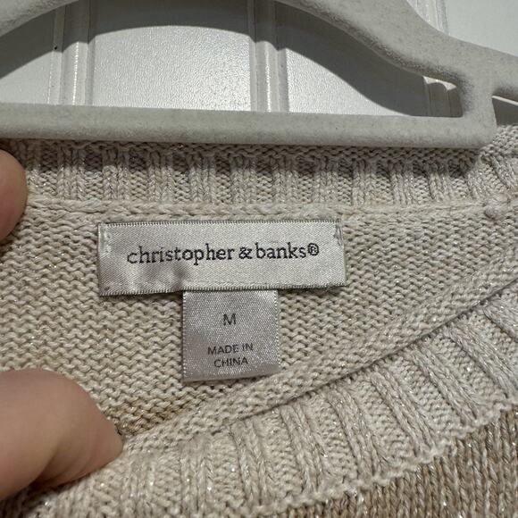 Christopher Banks Striped Reindeer Raccoon Christmas Sweater Size Medium - Picture 3 of 5